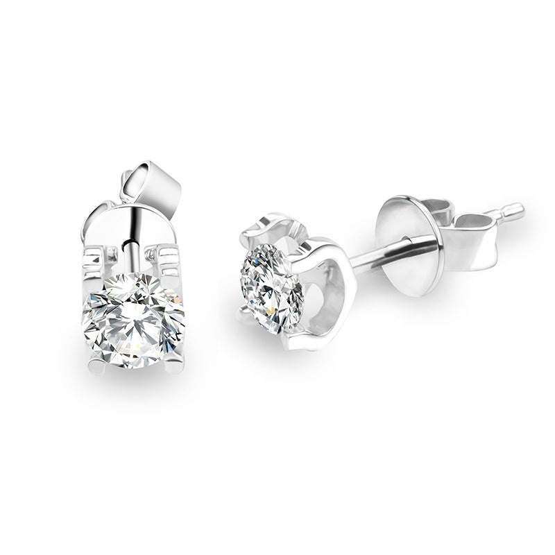 Moissanite Earrings Classic Bull Head Style Sterling Silver S925 Earrings Vibrating Simple Moissanite Earrings