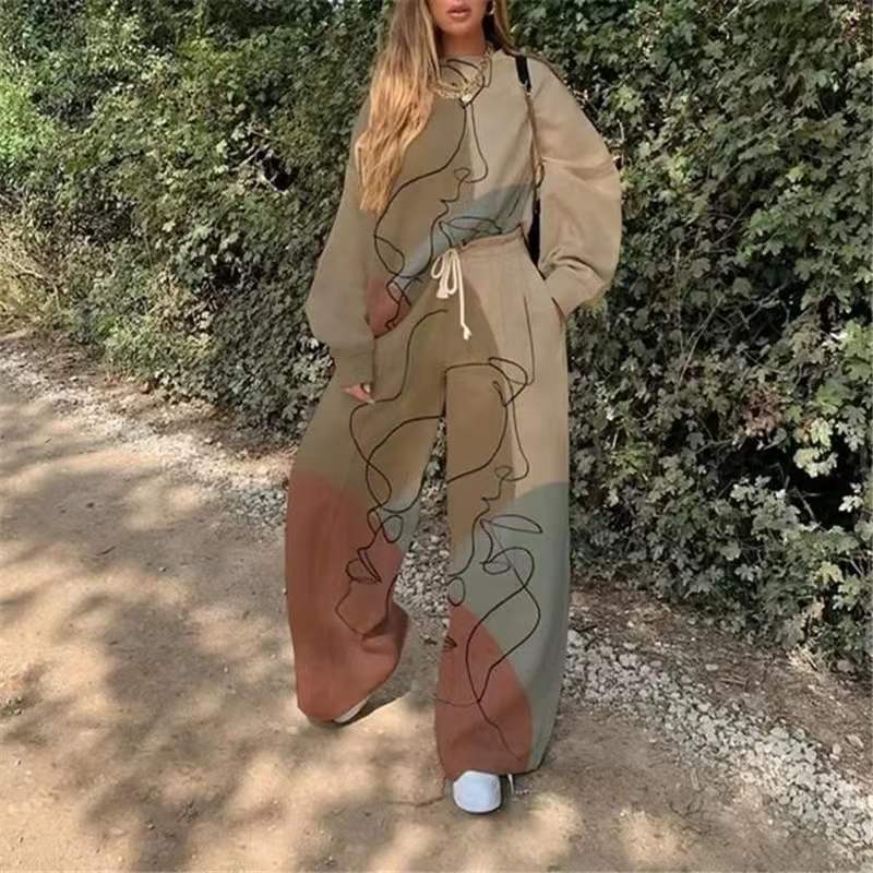 New Release: 2023 European And American Women's Solid Color Hooded Sweater Suit - Trendy 2 Piece