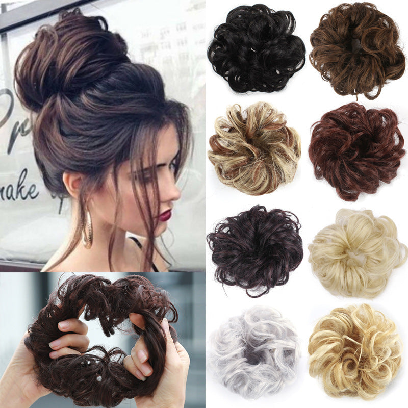 European And American Wig Hair Ring Ball Head Wig Elastic Hair Bag Bud Head Flower Hair Bag Curly Hair