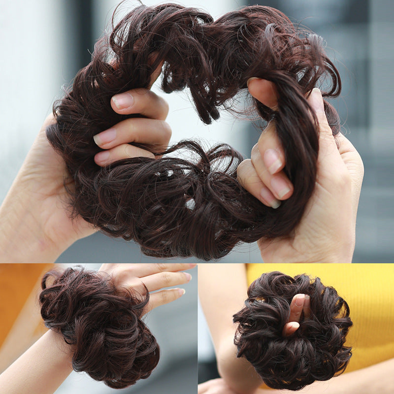 European And American Wig Hair Ring Ball Head Wig Elastic Hair Bag Bud Head Flower Hair Bag Curly Hair