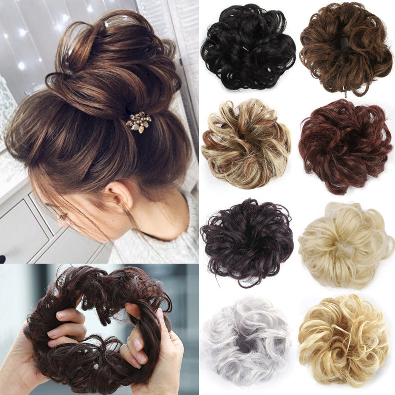 European And American Wig Hair Ring Ball Head Wig Elastic Hair Bag Bud Head Flower Hair Bag Curly Hair