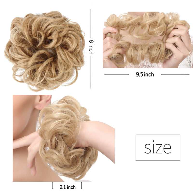 European And American Wig Hair Ring Ball Head Wig Elastic Hair Bag Bud Head Flower Hair Bag Curly Hair