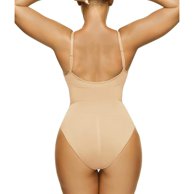 Enhanced Tummy Control Bodysuit Set for Women - Basic Shirts with Seamless Tights - Sculpting Triangle Jumpsuit Thong