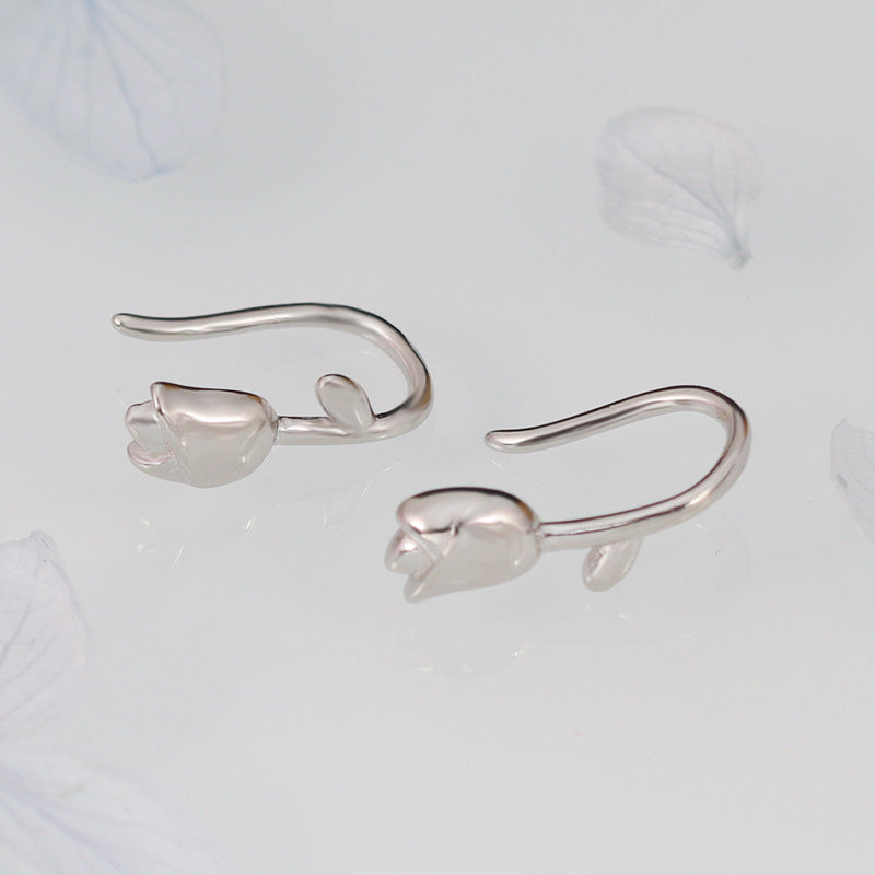 2021 New S925 Sterling Silver Tulip Earrings Korean Style Temperament Small And Simple Flower Earrings 195EH