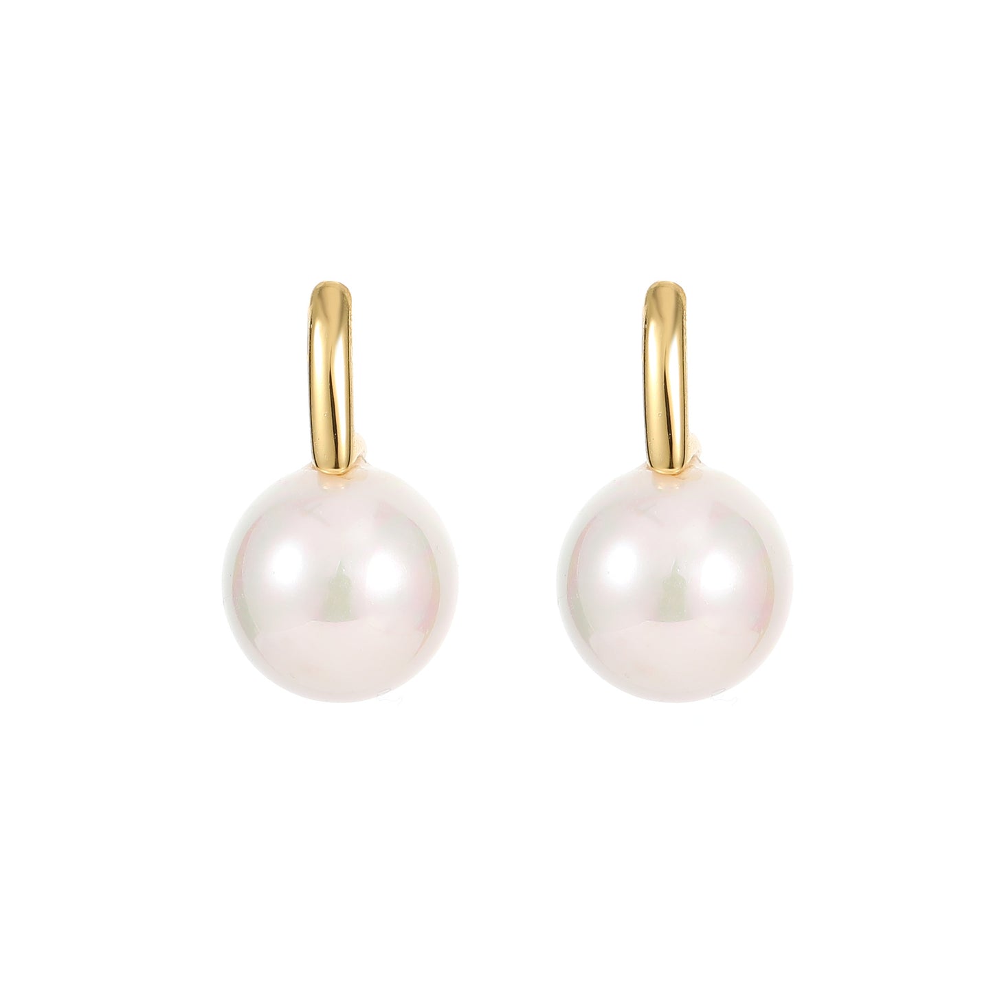 925 Sterling Silver Plated With 14k Gold, Everyday Simple Shell Pearl Earrings, Exquisite, Small And Versatile, European And American Style Earrings