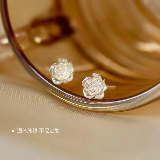 S925 Sterling Silver Flower Earrings Female 2023 New Trendy Fashion Elegant Niche Design Light Luxury Earrings Wholesale