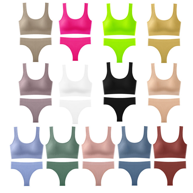 Cross-border Threaded U-shaped Beautiful Back Female No Steel Ring Sexy Bra Vest Style Underwear T Underwear Triangle Cup Thin Bra