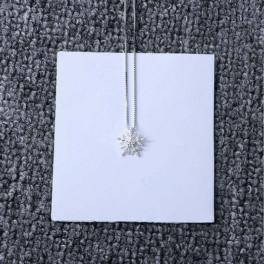 925 Sterling Silver Jewelry Diamond Snowflake Necklace